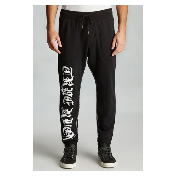True Religion Men's Sweatpants Drop Crotch Fleece Jogger in XX-Large Black